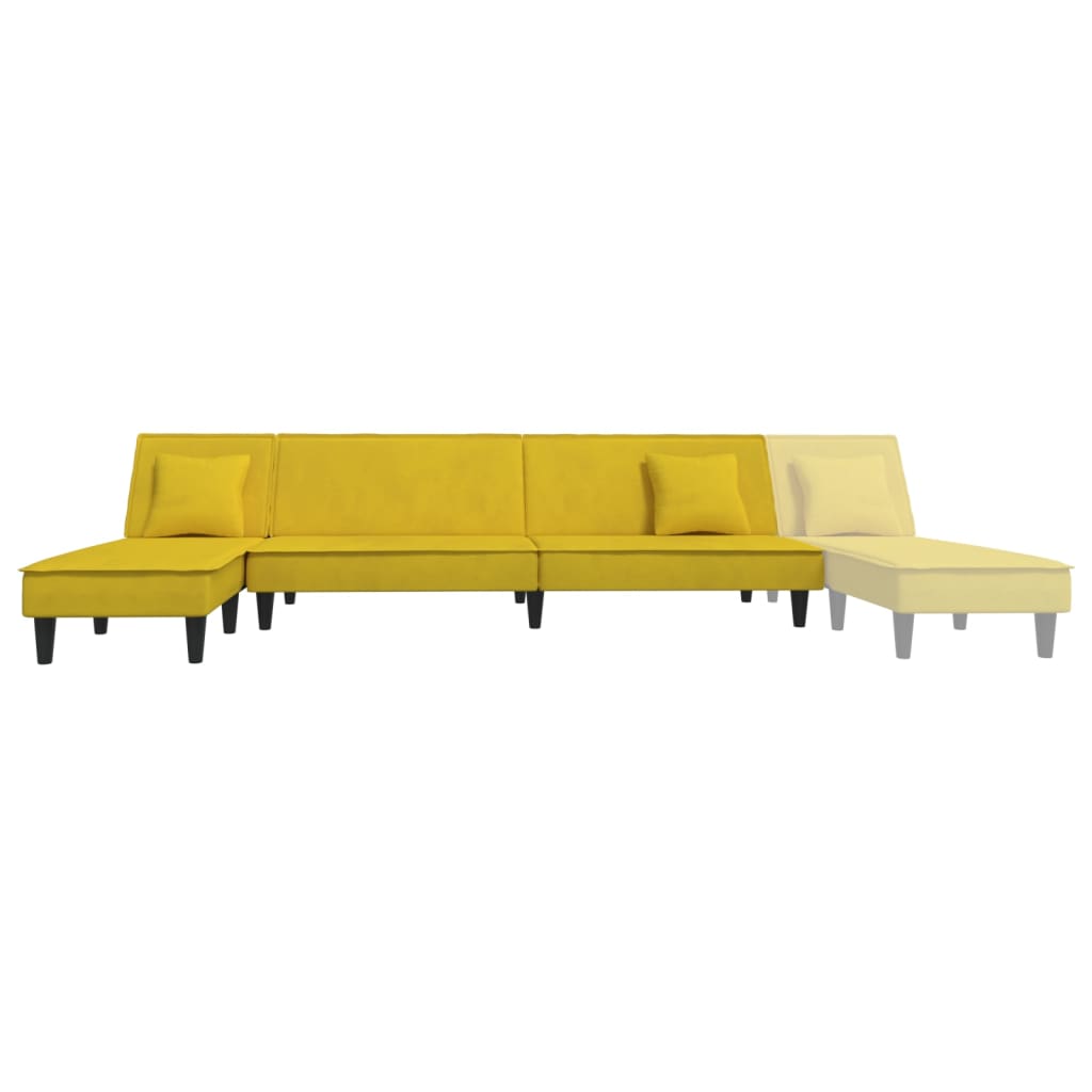 Sofá-cama em forma de L 255x140x70 cm veludo amarelo