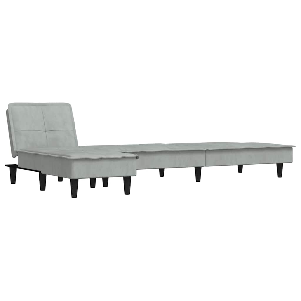 L-shaped sofa bed 255x140x70 cm light grey velvet
