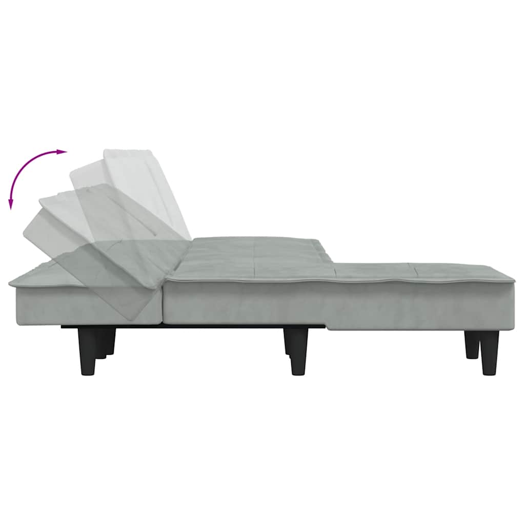 L-shaped sofa bed 255x140x70 cm light grey velvet