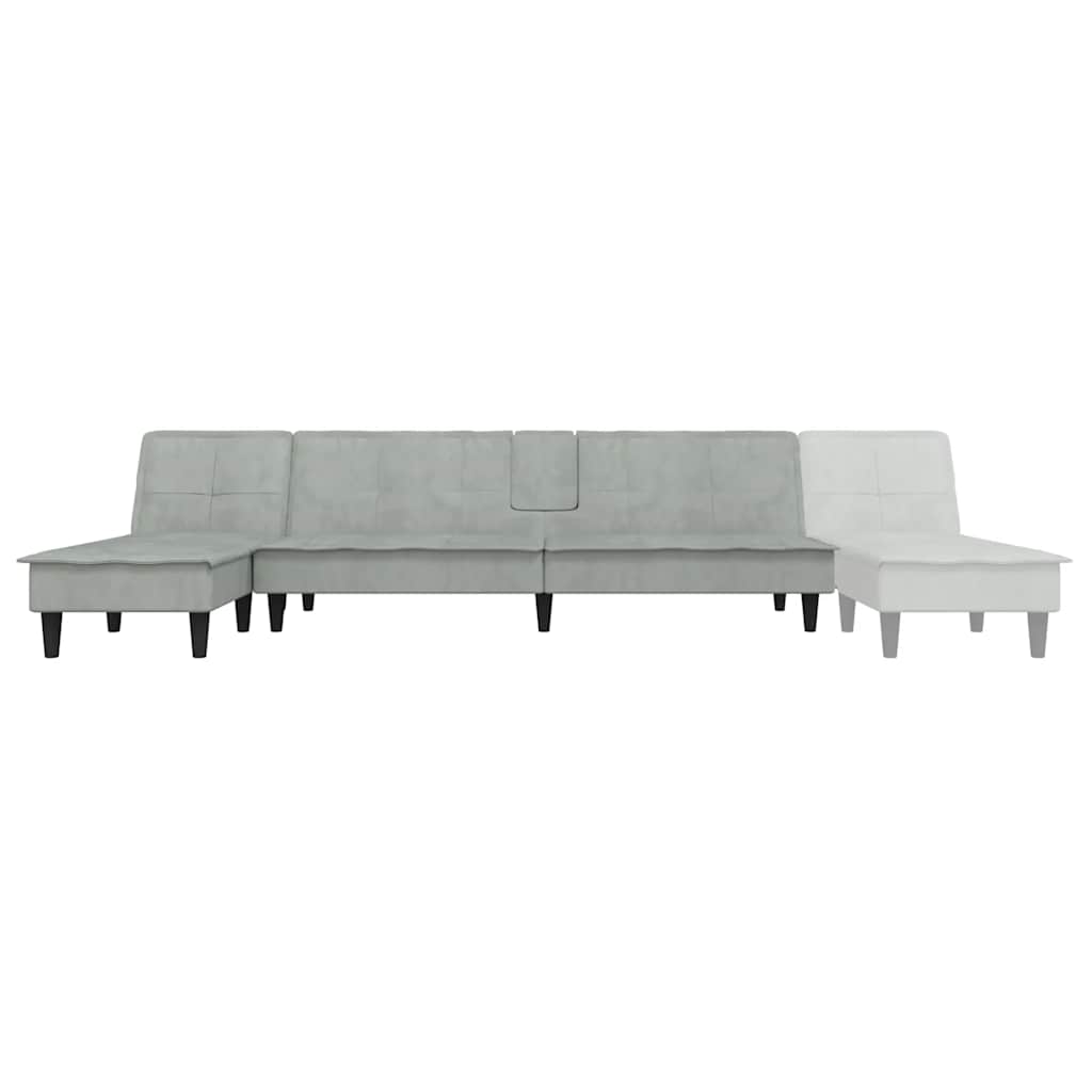 L-shaped sofa bed 255x140x70 cm light grey velvet