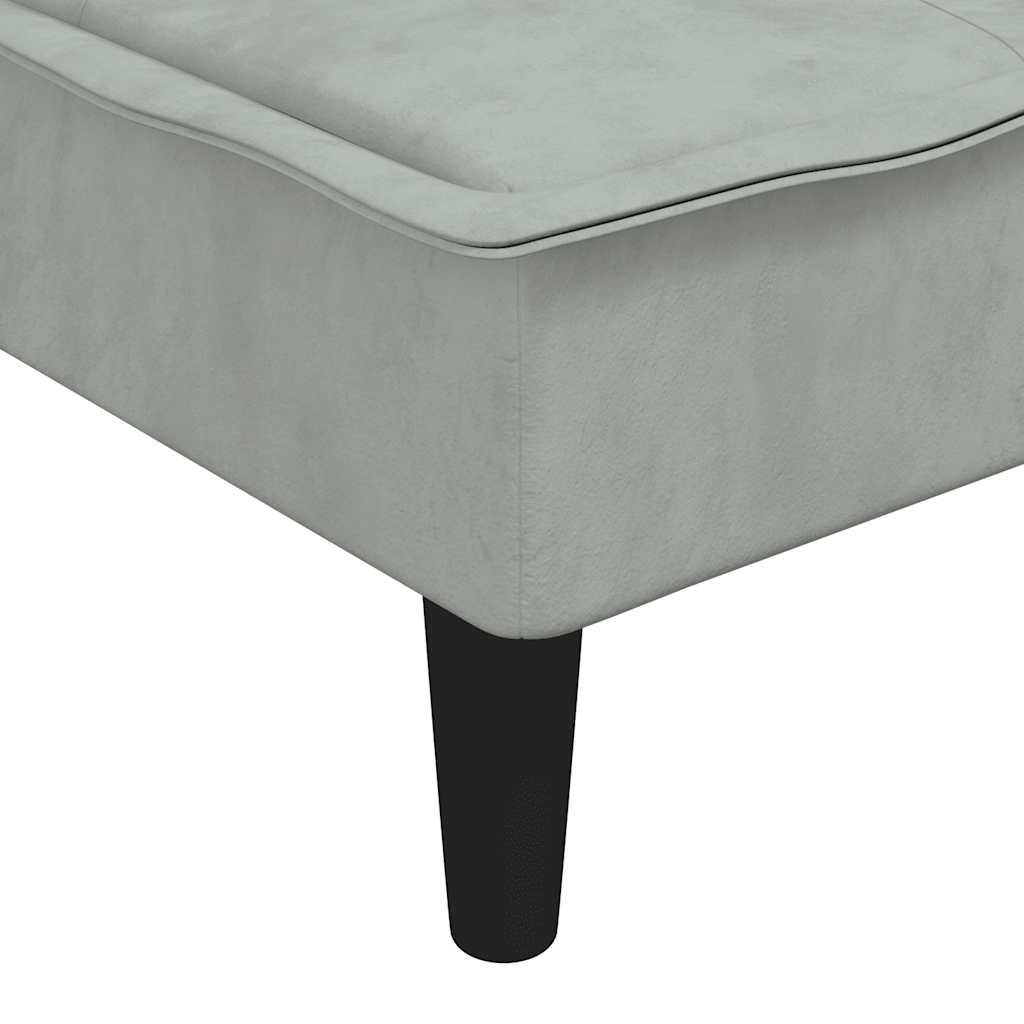 L-shaped sofa bed 255x140x70 cm light grey velvet