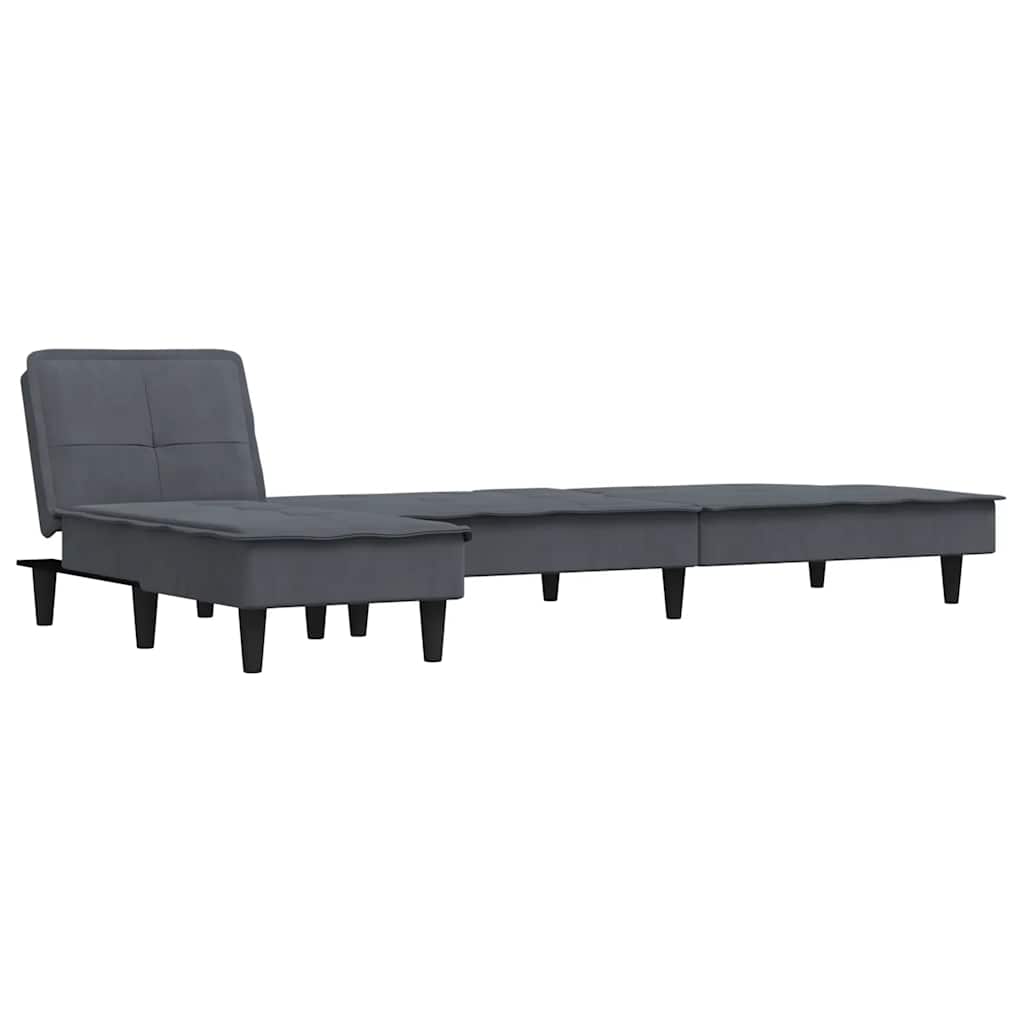 Sofá-cama em forma de L 255x140x70 cm veludo cinzento-escuro