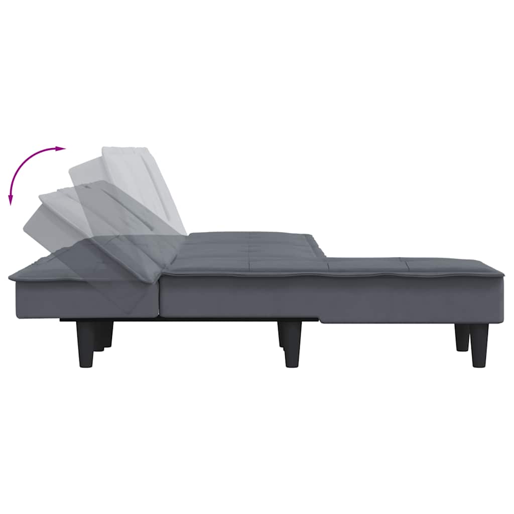 Sofá-cama em forma de L 255x140x70 cm veludo cinzento-escuro