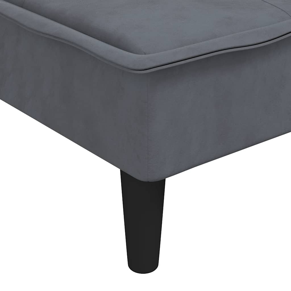 Sofá-cama em forma de L 255x140x70 cm veludo cinzento-escuro