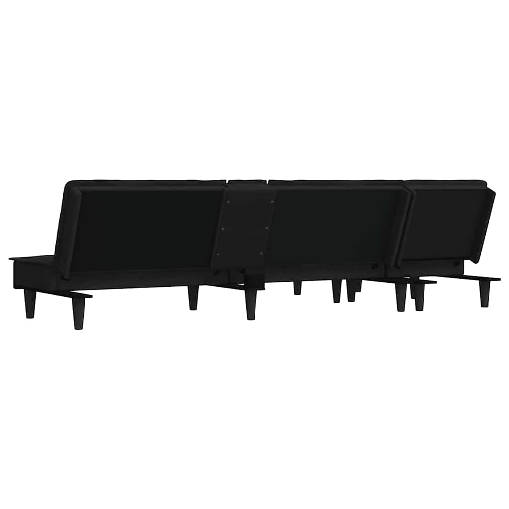 L-shaped sofa bed 255x140x70 cm black velvet