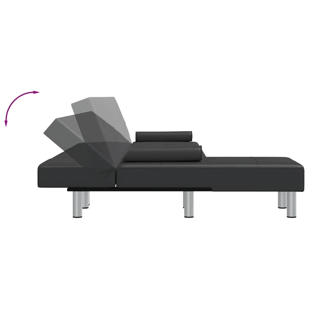 Sofá-cama em forma de L 255x140x70 cm couro artificial preto