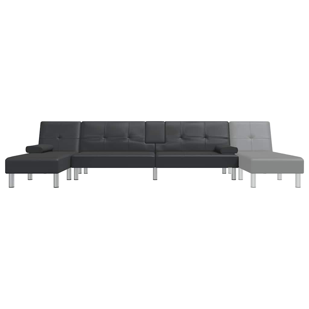 Sofá-cama em forma de L 255x140x70 cm couro artificial preto