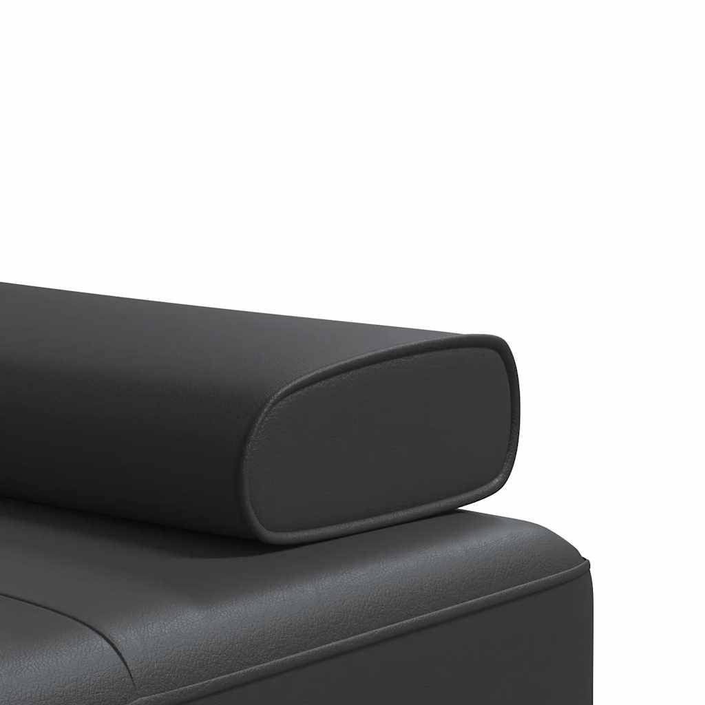 Sofá-cama em forma de L 255x140x70 cm couro artificial preto
