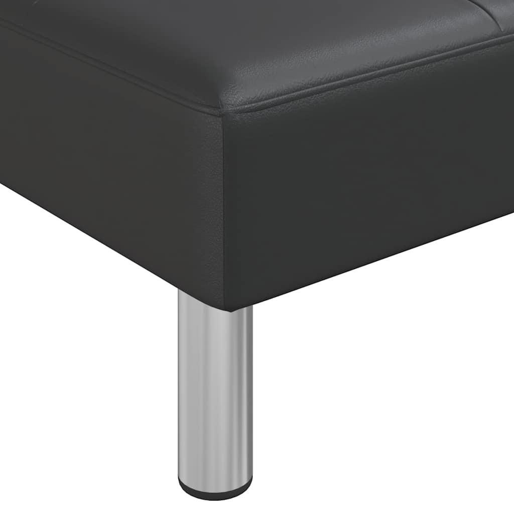 Sofá-cama em forma de L 255x140x70 cm couro artificial preto