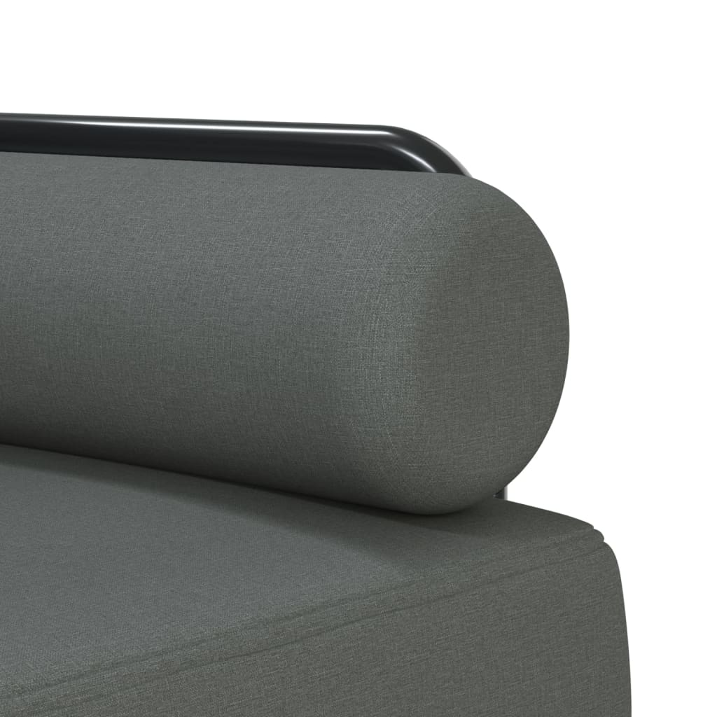 Sofá-cama em forma de L 260x140x70 cm tecido cinzento-escuro