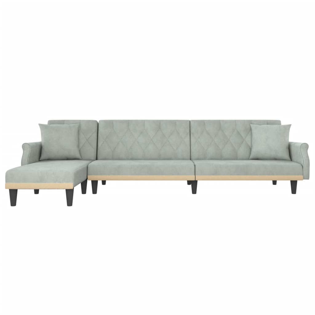 L-shaped sofa bed 271x140x70 cm light grey velvet