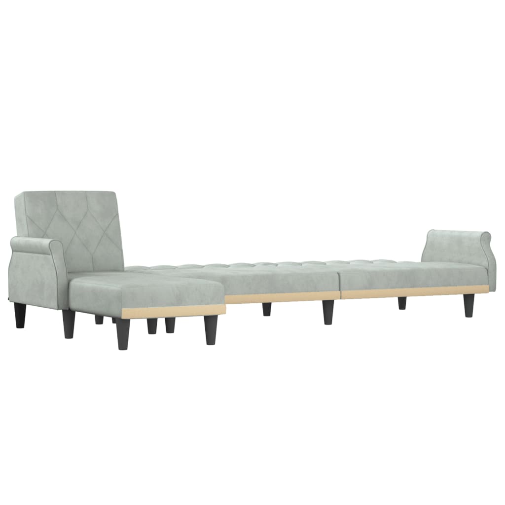 L-shaped sofa bed 271x140x70 cm light grey velvet