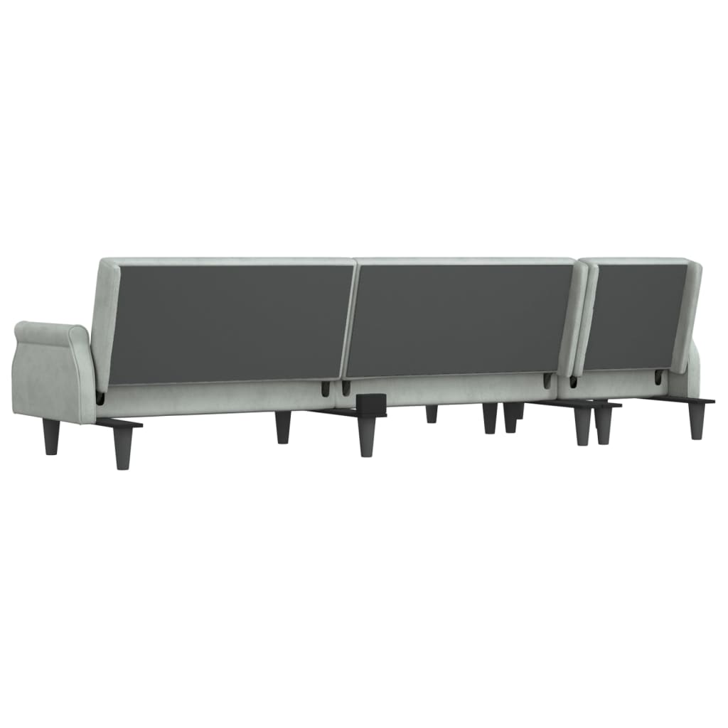 L-shaped sofa bed 271x140x70 cm light grey velvet