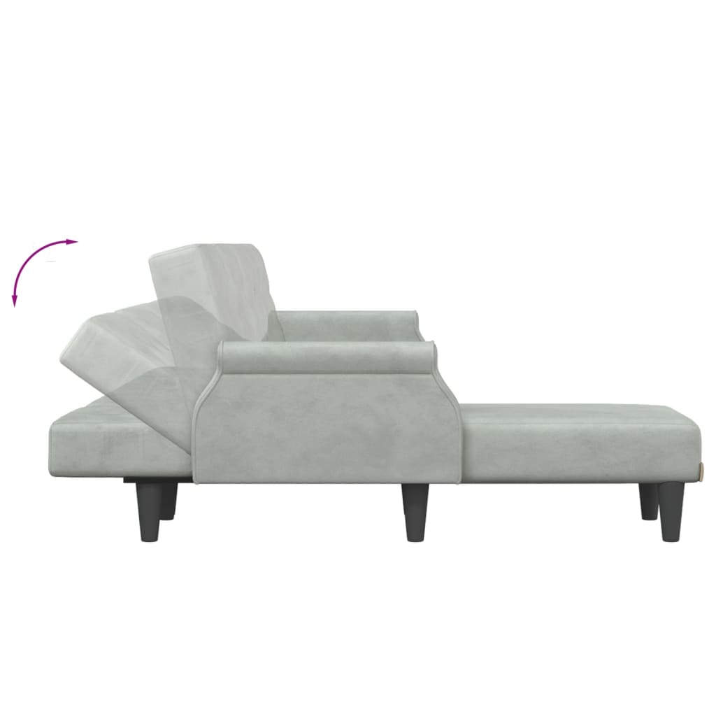L-shaped sofa bed 271x140x70 cm light grey velvet