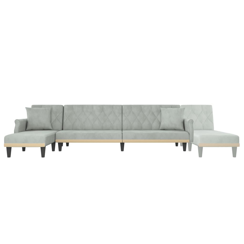 L-shaped sofa bed 271x140x70 cm light grey velvet
