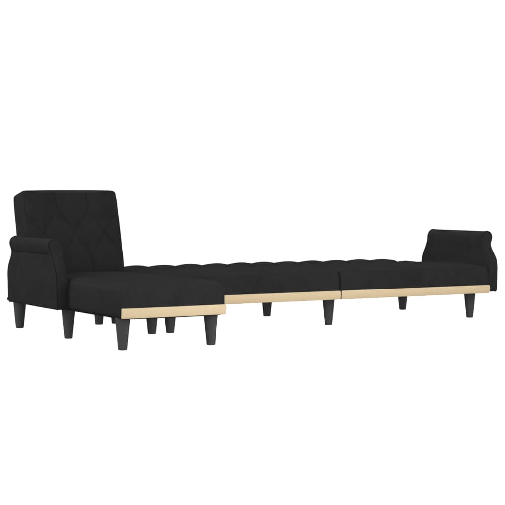Sofá-cama em forma de L 271x140x70 cm veludo preto