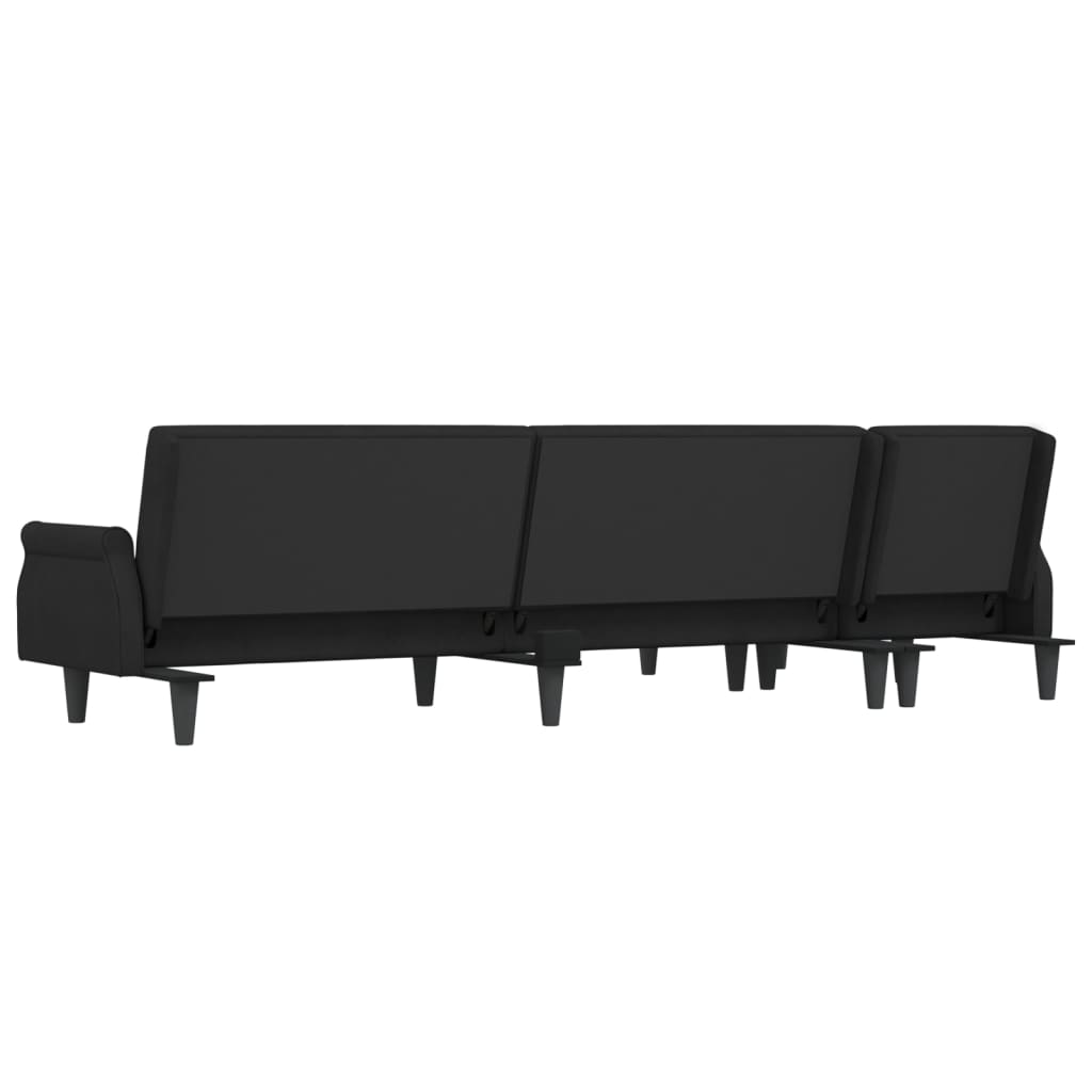 Sofá-cama em forma de L 271x140x70 cm veludo preto