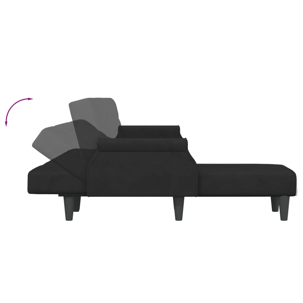 Sofá-cama em forma de L 271x140x70 cm veludo preto