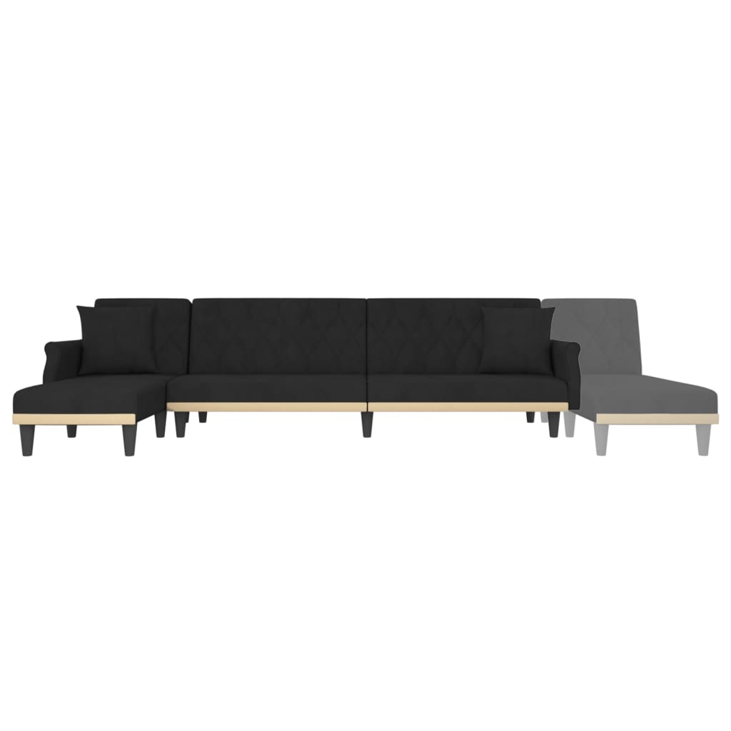 Sofá-cama em forma de L 271x140x70 cm veludo preto