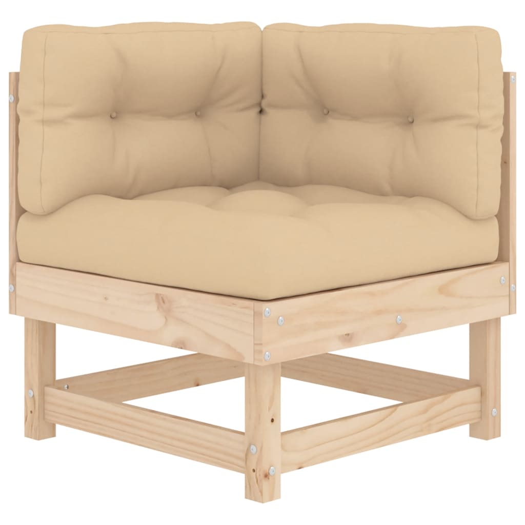 7 pcs conjunto lounge de jardim com almofadões madeira maciça