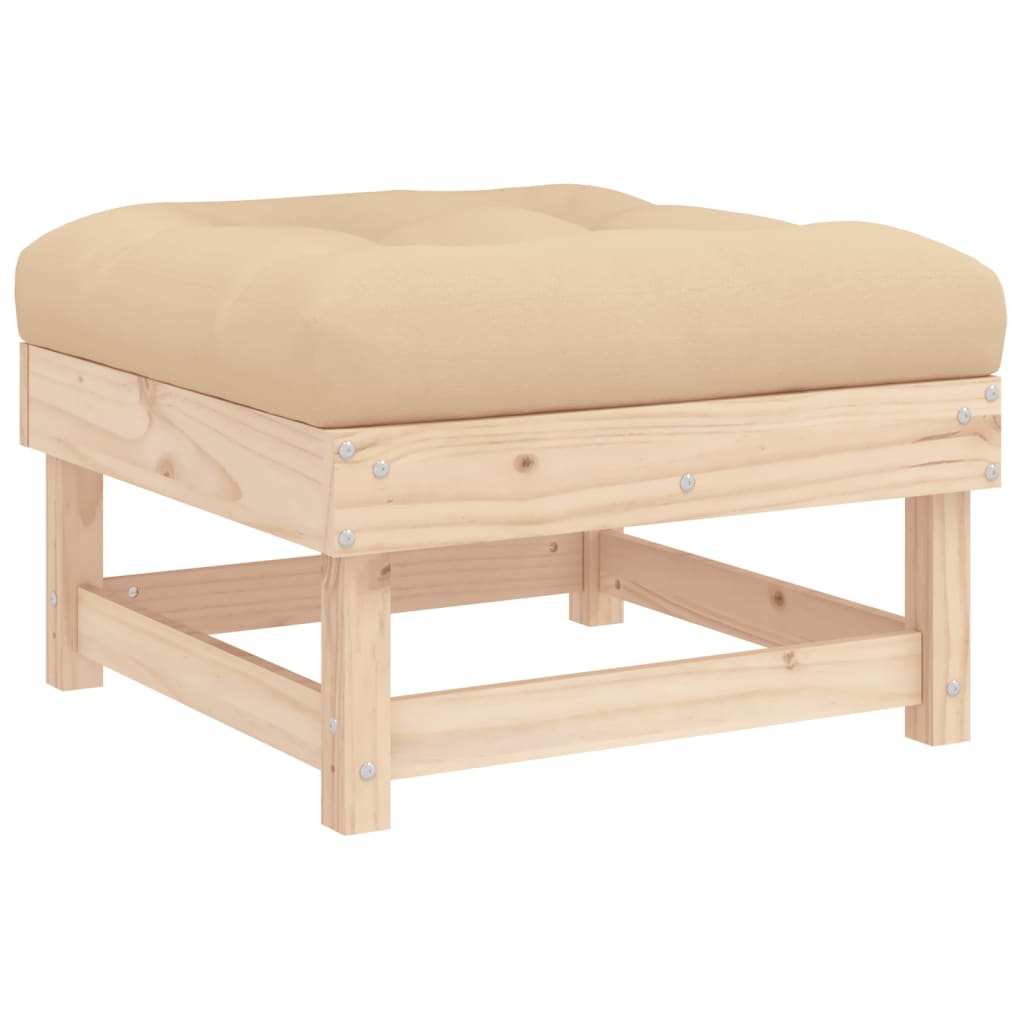 7 pcs conjunto lounge de jardim com almofadões madeira maciça