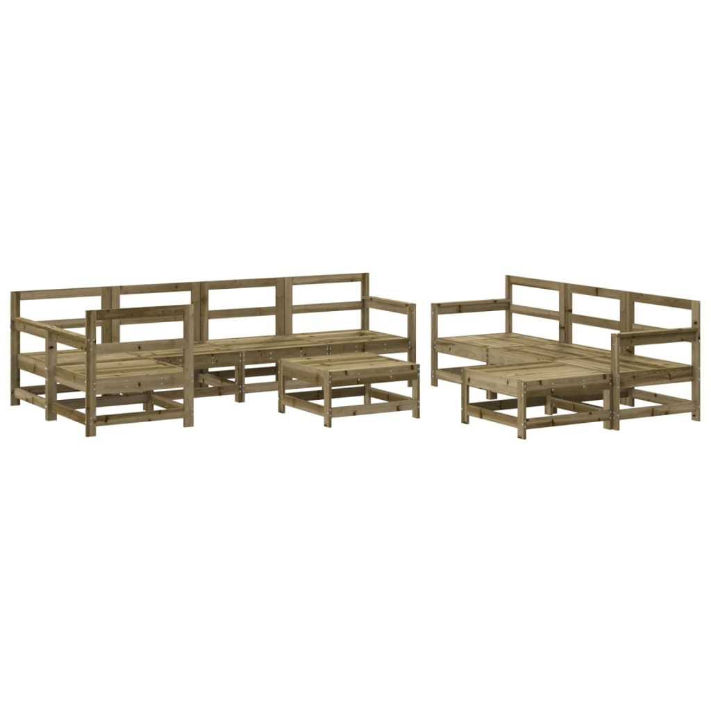 10 pcs conjunto lounge de jardim c/ almofadões pinho impregnado