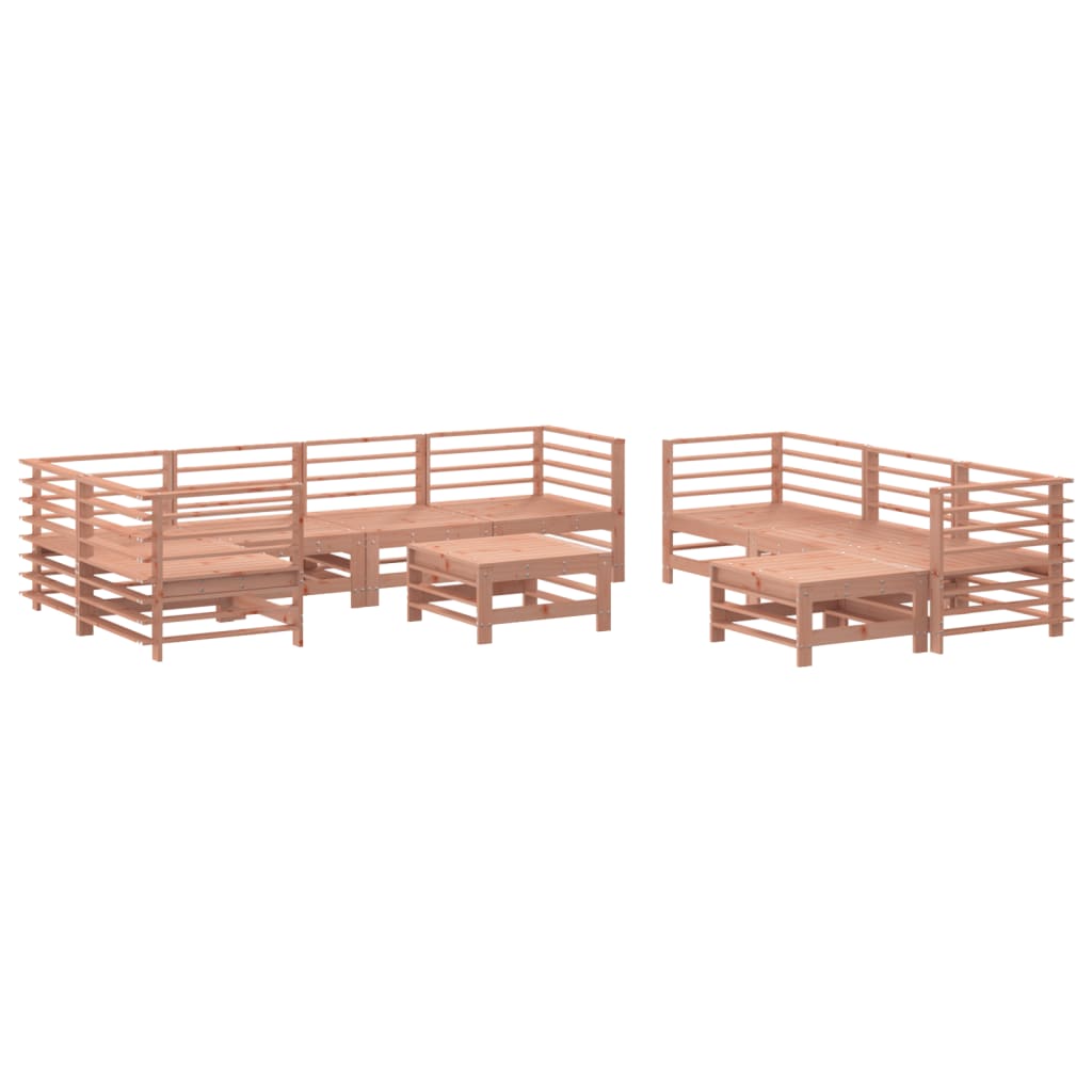 10 pcs conj. lounge jardim c/ almofadões madeira douglas maciça