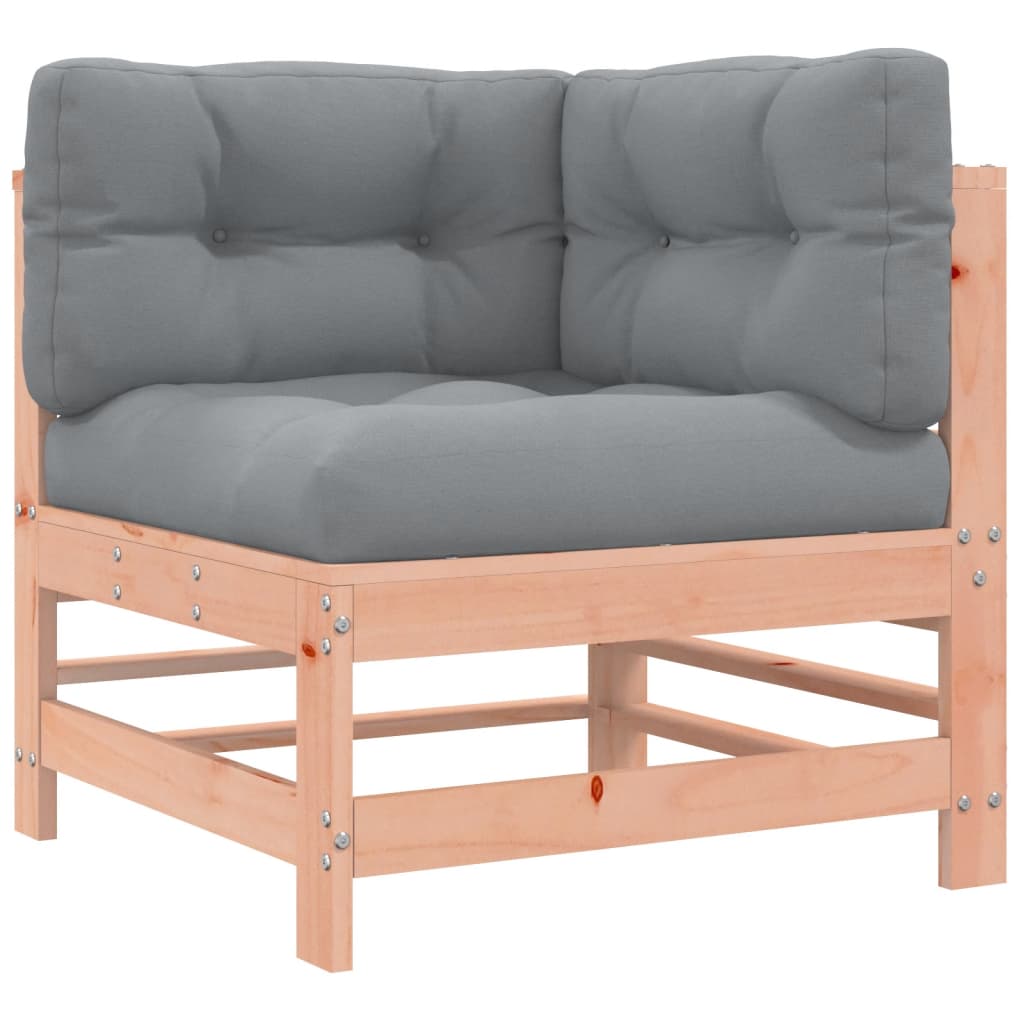 10 pcs conj. lounge jardim c/ almofadões madeira douglas maciça