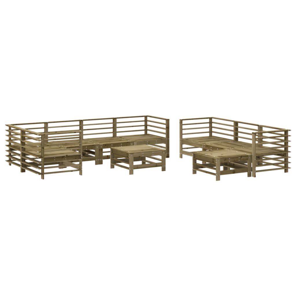 10 pcs conjunto lounge de jardim c/ almofadões pinho impregnado
