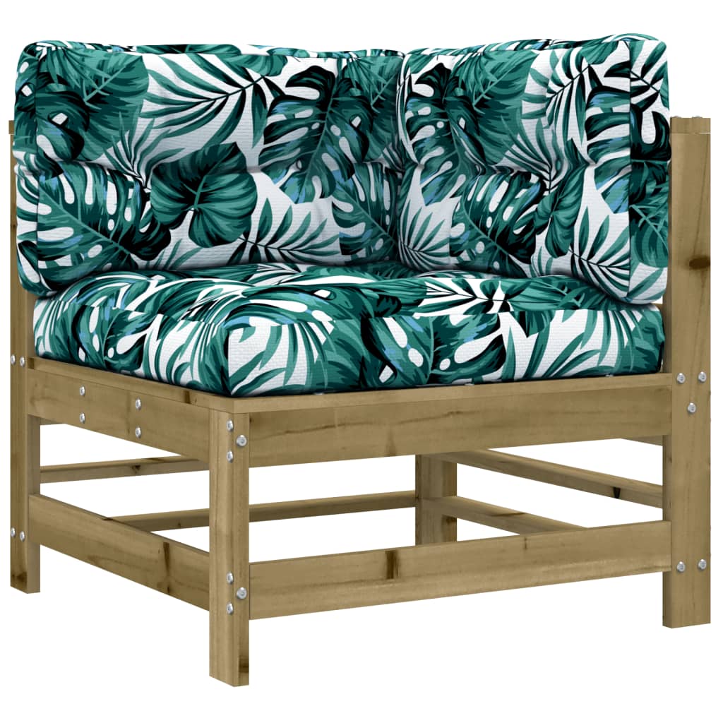 10 pcs conjunto lounge de jardim c/ almofadões pinho impregnado
