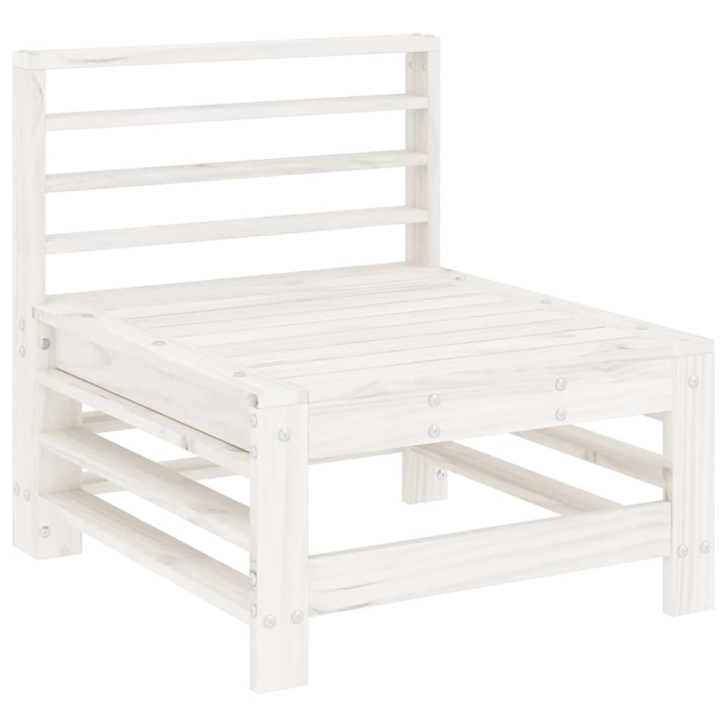 7 pcs conjunto lounge de jardim pinho maciço branco