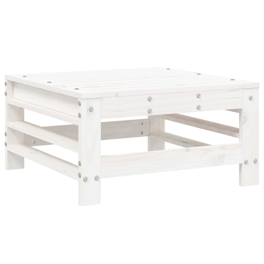7 pcs conjunto lounge de jardim pinho maciço branco