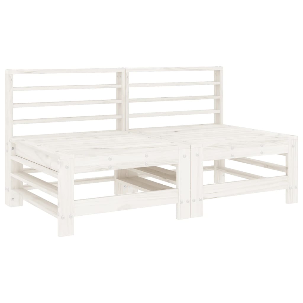 7 pcs conjunto lounge de jardim pinho maciço branco