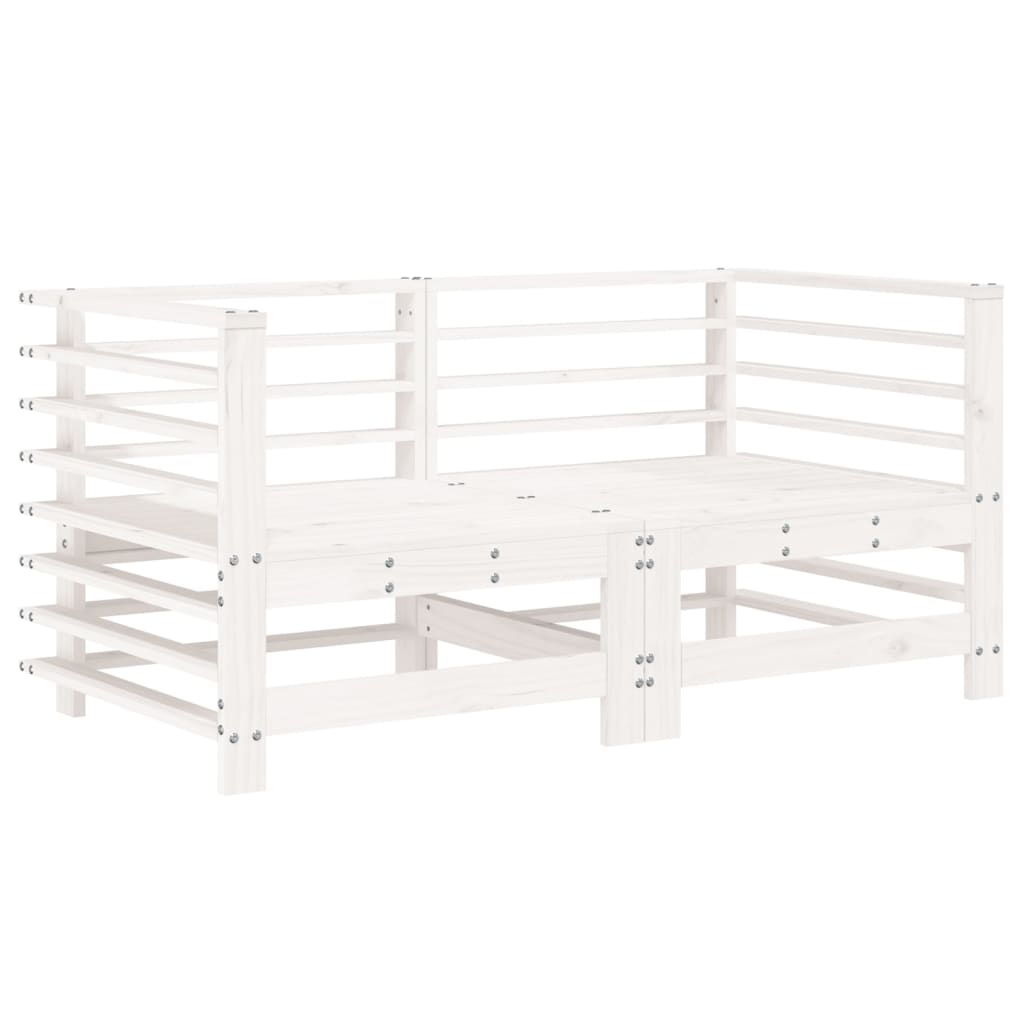 7 pcs conjunto lounge de jardim pinho maciço branco