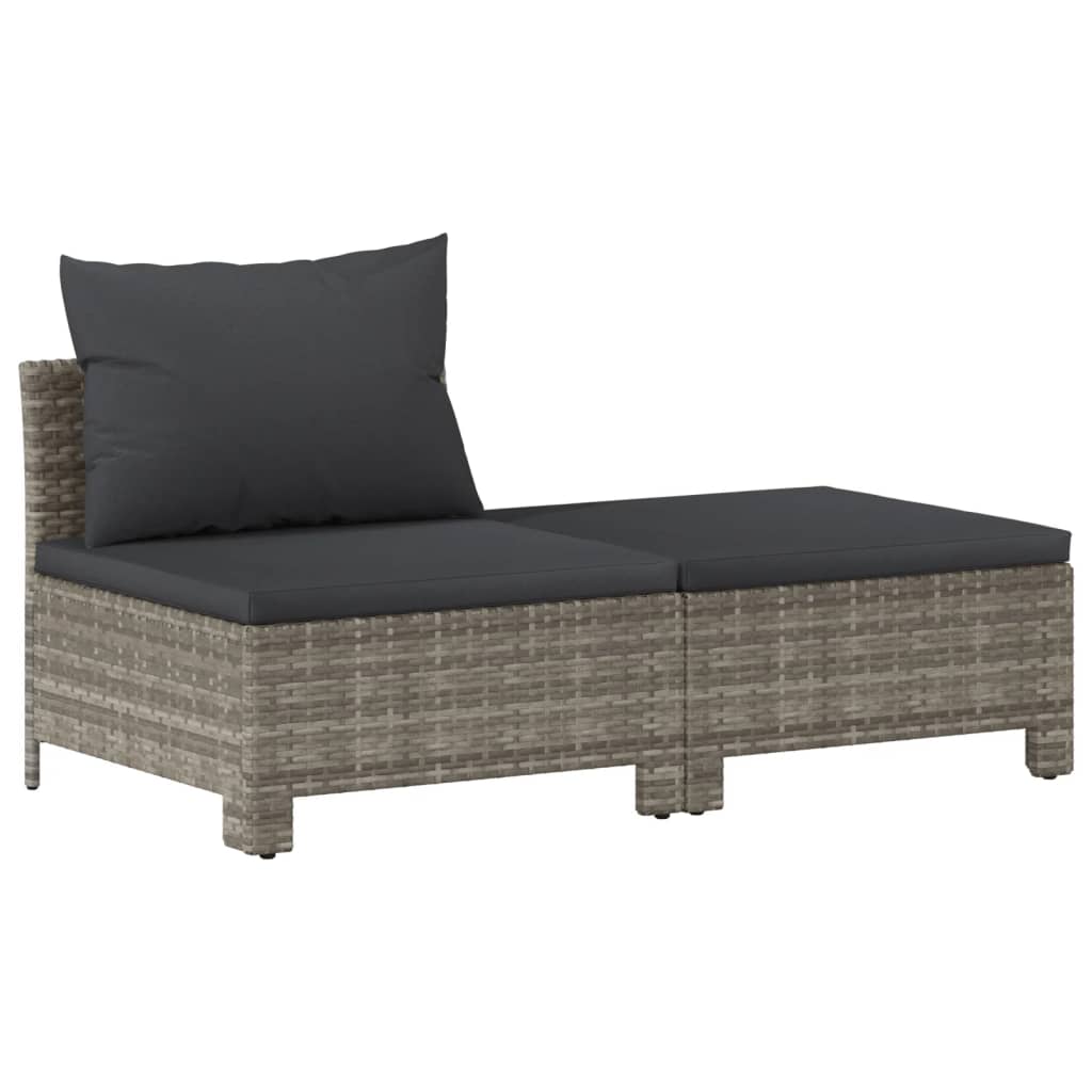 10 pcs conjunto lounge de jardim c/ almofadões vime PE cinzento