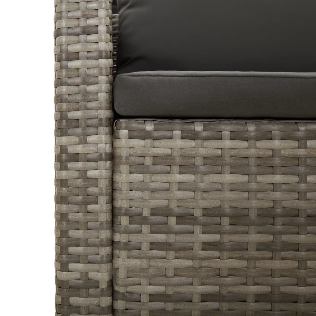 10 pcs conjunto lounge de jardim c/ almofadões vime PE cinzento