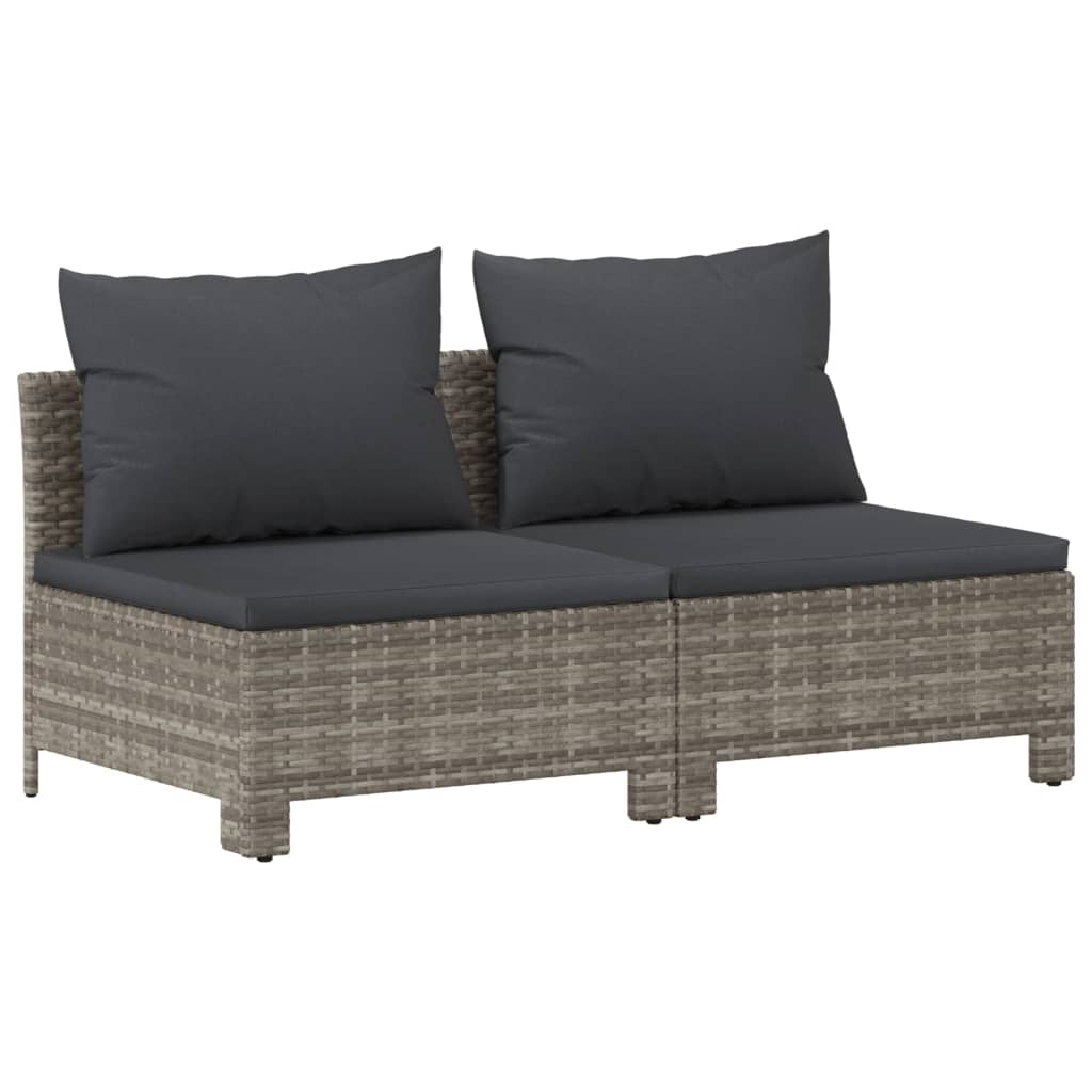 10 pcs conjunto lounge de jardim c/ almofadões vime PE cinzento