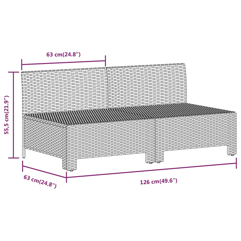 10 pcs conjunto lounge de jardim c/ almofadões vime PE cinzento