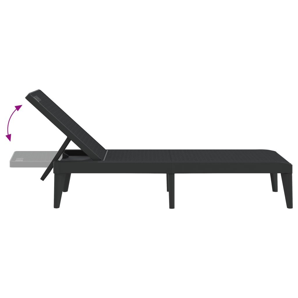 Sun lounger 186x60x29 cm PP anthracite