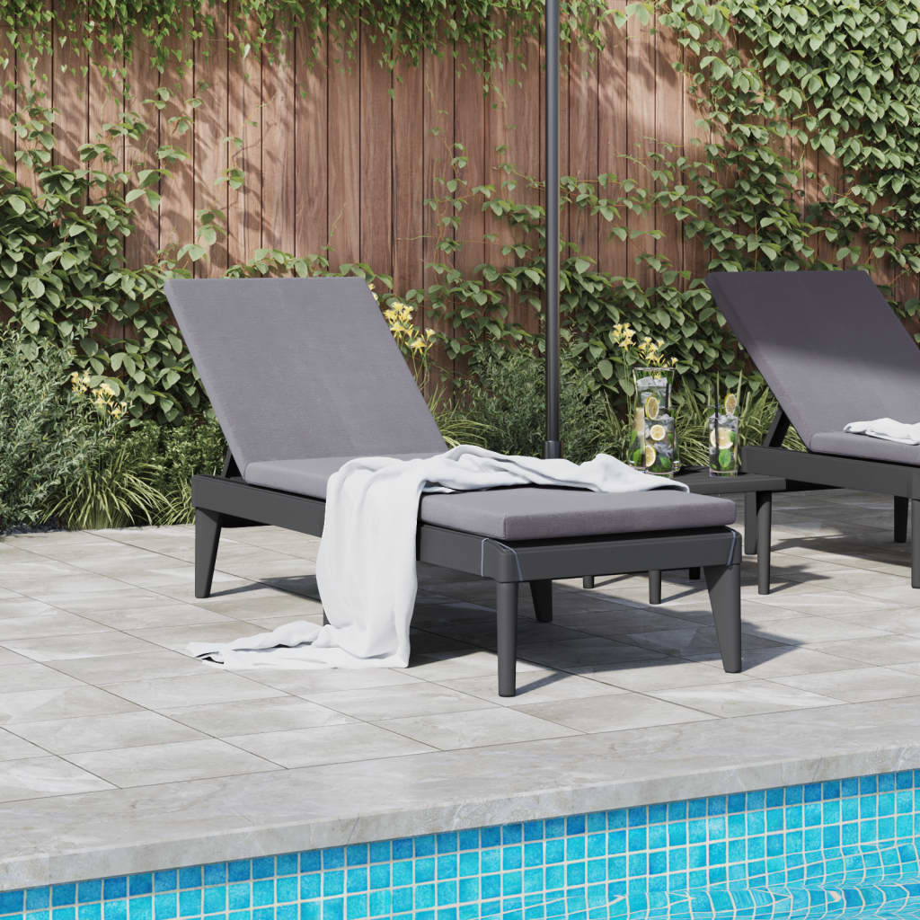 Sun lounger with cushion 186x60x29 cm PP anthracite