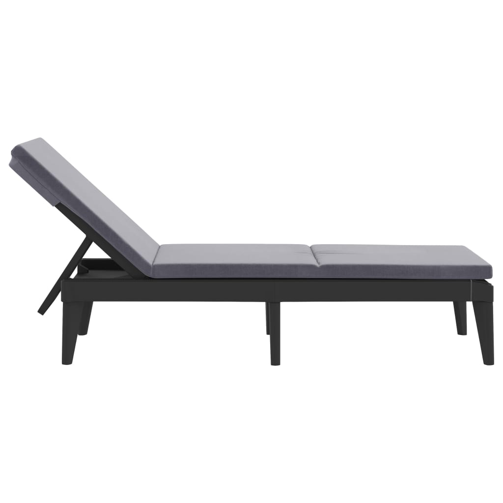 Sun lounger with cushion 186x60x29 cm PP anthracite