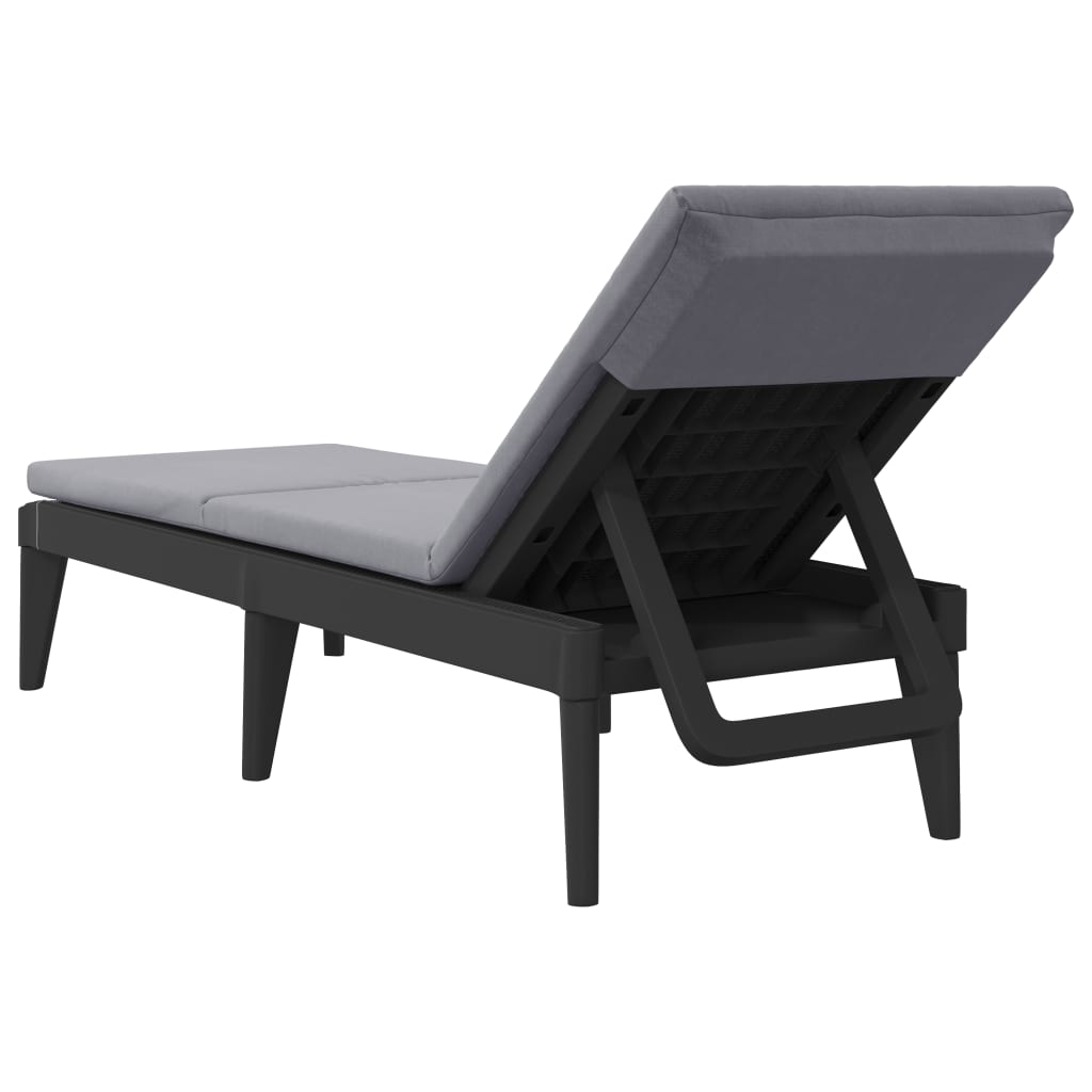 Sun lounger with cushion 186x60x29 cm PP anthracite