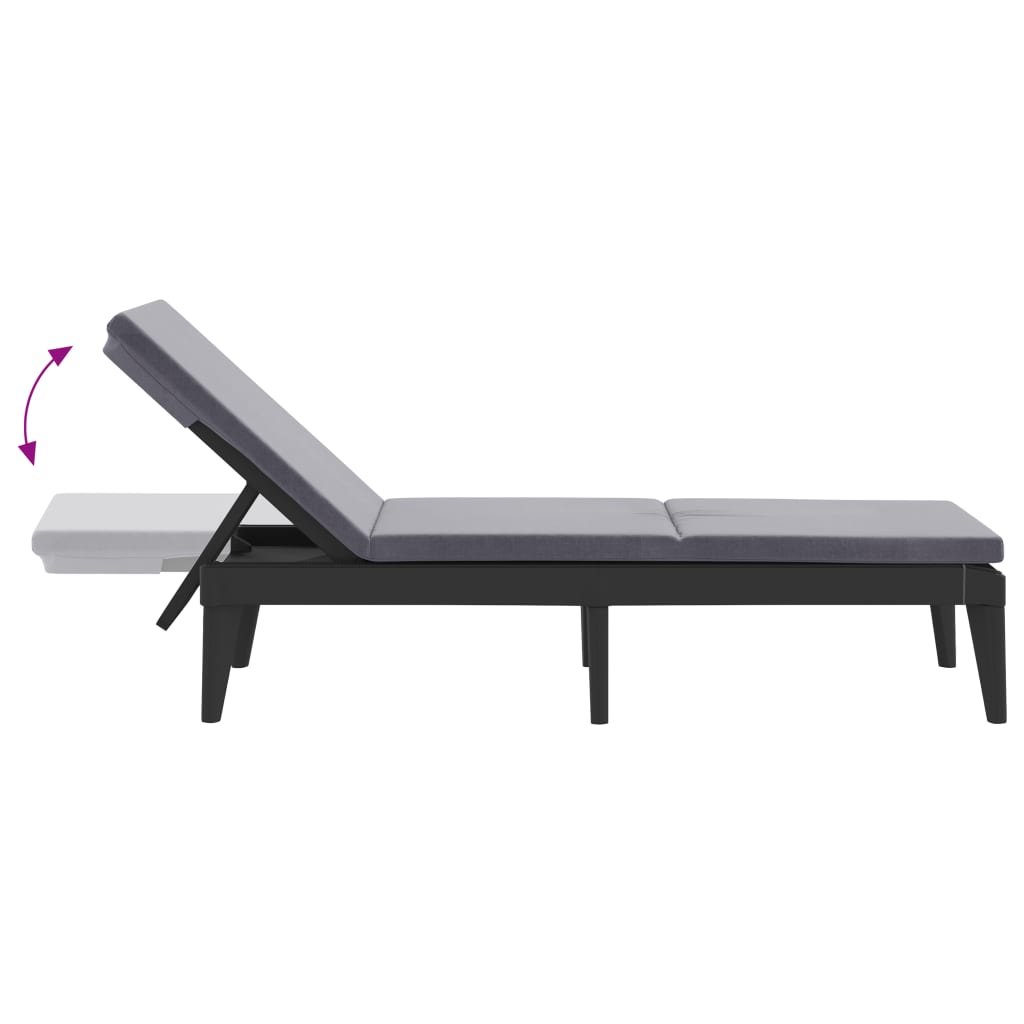 Sun lounger with cushion 186x60x29 cm PP anthracite