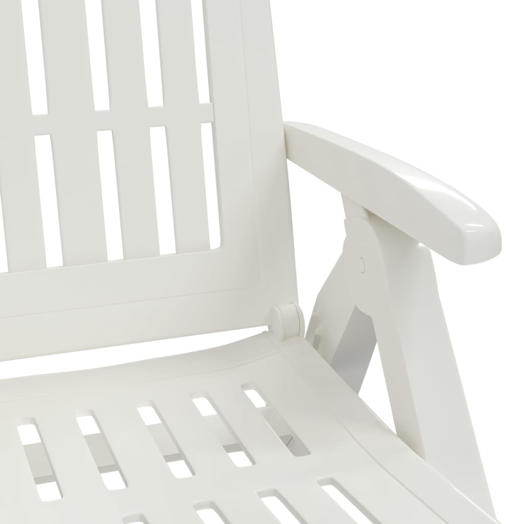 Folding sun lounger with wheels PP white
