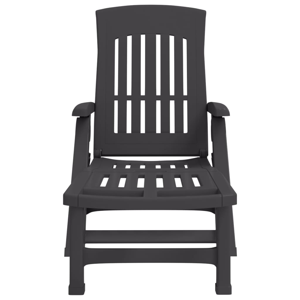 Folding sun lounger with wheels PP anthracite
