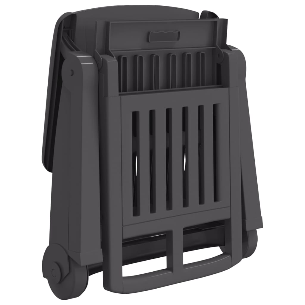 Folding sun lounger with wheels PP anthracite