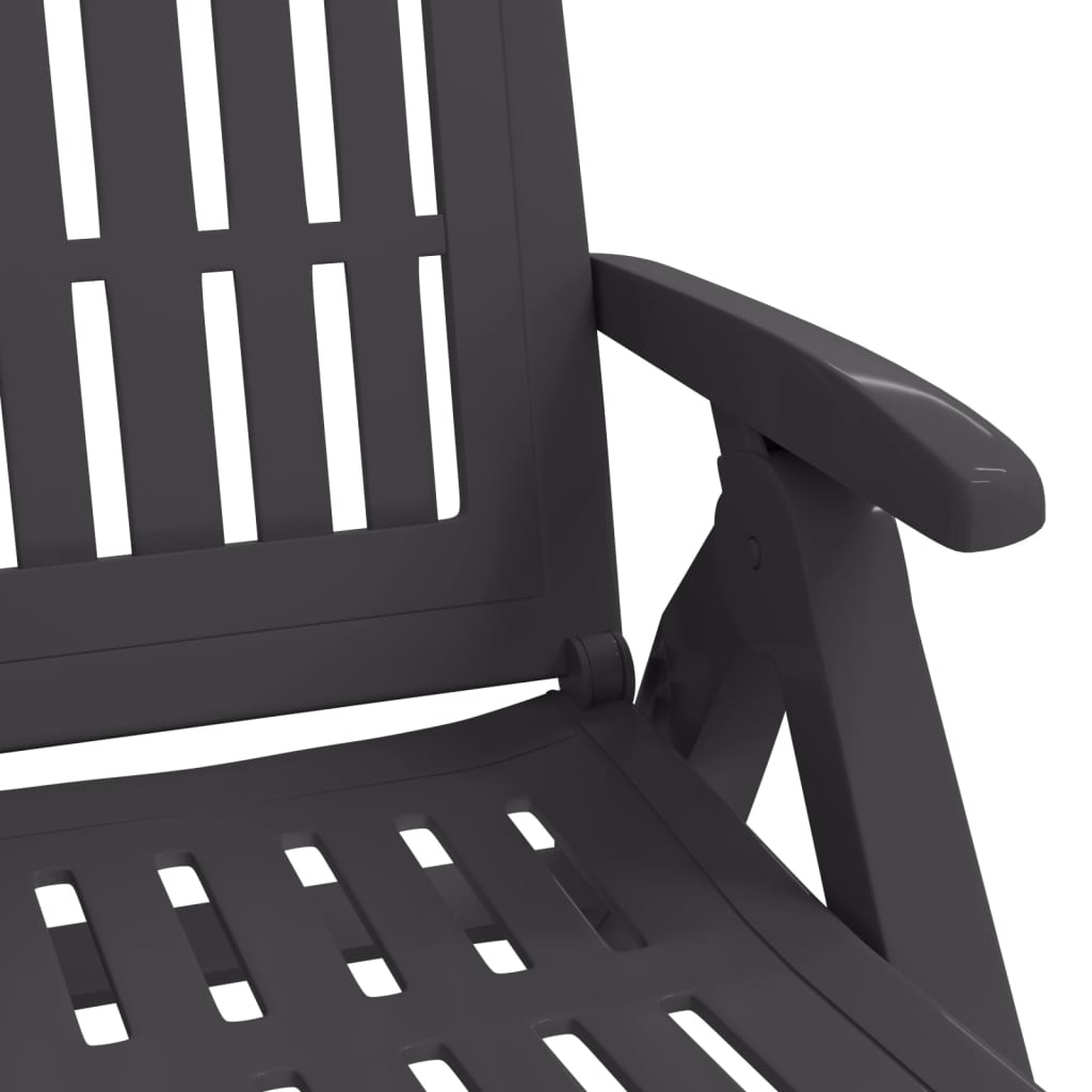 Folding sun lounger with wheels PP anthracite