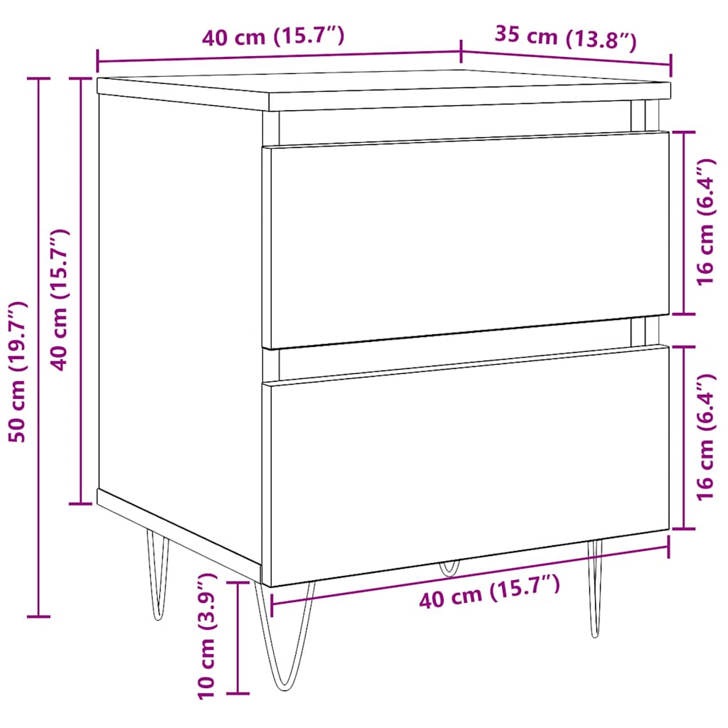 Mesa de cabeceira 40x35x50 cm derivados madeira carvalho sonoma