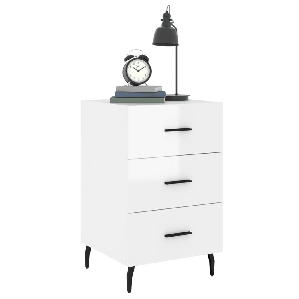 Mesa de cabeceira 40x40x66cm derivados madeira branco brilhante