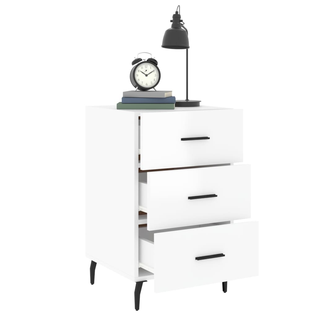 Mesa de cabeceira 40x40x66cm derivados madeira branco brilhante